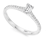 950 Platinum Emerald Cut 0.55 CTW Solitaire Diamond & Shoulders Ring F/VS1-Pobjoy