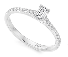 Load image into Gallery viewer, 950 Platinum Emerald Cut 0.55 CTW Solitaire Diamond &amp; Shoulders Ring F/VS1-Pobjoy
