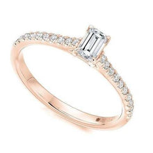 Load image into Gallery viewer, Rose Gold Emerald Cut 0.55 CTW Solitaire Diamond &amp; Shoulders Ring F/VS1-Pobjoy