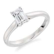 Load image into Gallery viewer, 18K Gold 0.70 Carat Emerald Cut Solitaire Diamond Engagement Ring - G/VS2 - Pobjoy Diamonds