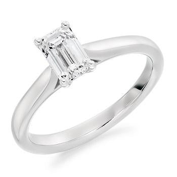 9K Gold 0.75 Carat Emerald Cut Solitaire Lab Grown Diamond Engagement Ring - F/VS1 - Pobjoy Diamonds
