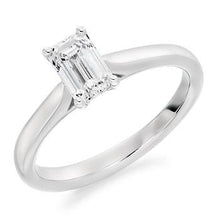 Load image into Gallery viewer, 18K Gold 0.75 Carat Emerald Cut Solitaire Lab Grown Diamond Engagement Ring - F/VS1 - Pobjoy Diamonds