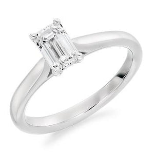 18K Gold 0.75 Carat Emerald Cut Solitaire Lab Grown Diamond Engagement Ring - F/VS1 - Pobjoy Diamonds