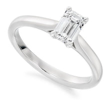 Load image into Gallery viewer, 18K Gold 0.70 Carat Emerald Cut Solitaire Diamond Engagement Ring - G/VS2 - Pobjoy Diamonds