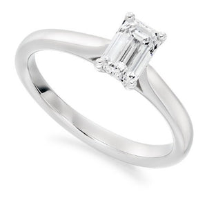 18K Gold 0.70 Carat Emerald Cut Solitaire Diamond Engagement Ring - G/VS2 - Pobjoy Diamonds