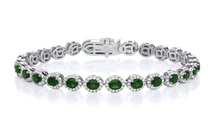 Load image into Gallery viewer, 18K Gold 5.50 Carat Oval Emerald &amp; Diamond Tennis Bracelet - Pobjoy Diamonds