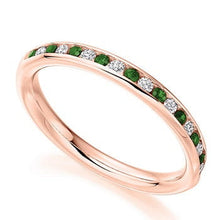 Load image into Gallery viewer, 18K Gold Emerald &amp; Diamond Half Eternity Ring 0.52 CTW - Pobjoy Diamonds