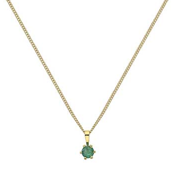 9K Gold Ladies Emerald Pendant Necklace - Pobjoy Diamonds