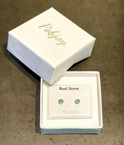 9K Yellow Gold & Emerald Small Stud Earrings - Pobjoy Diamonds