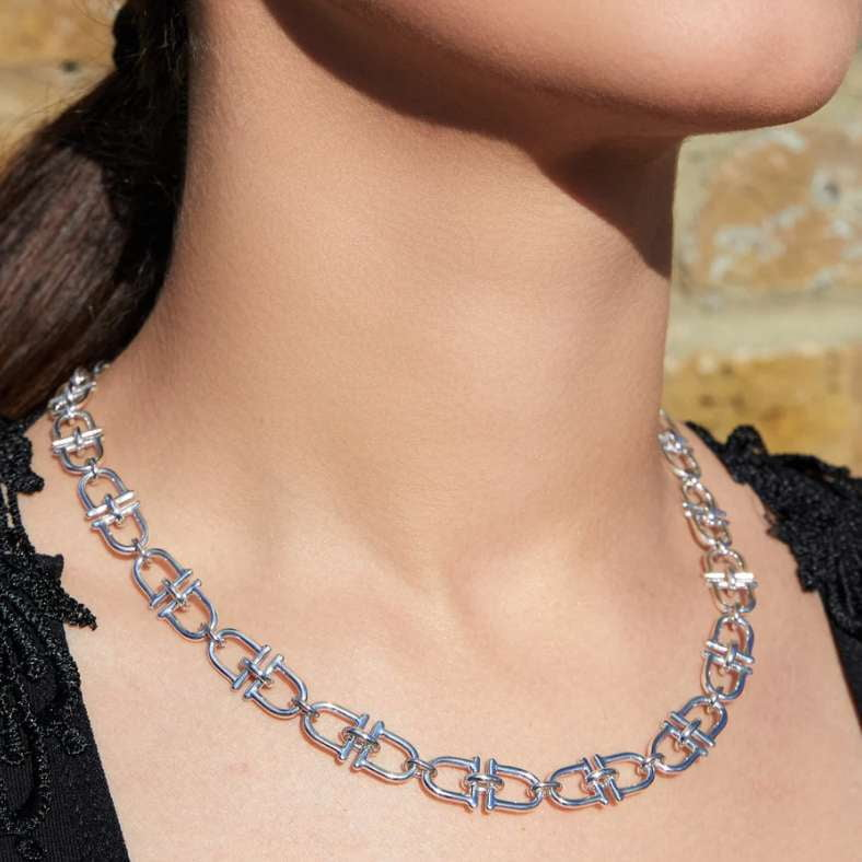 Handmade Sterling Silver Ladies Equine Interlinked Necklace - Pobjoy Diamonds