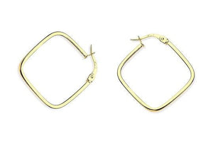 9K Yellow Gold Square Hinged 'Hoop' Earrings by Pobjoy Diamonds