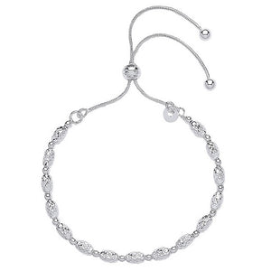 Sterling Silver Adjustable Textured Bead Friendship Bracelet - Pobjoy Diamonds