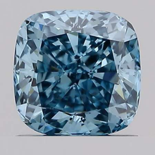 Load image into Gallery viewer, Fancy Vivid Blue Cushion Cut Lab Grown Diamond 1.10 Carat - Pobjoy Diamonds
