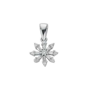 9K White Gold Snow Crystal Diamond Pendant- Pobjoy Diamonds