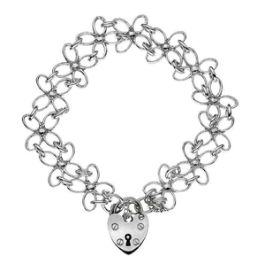 Sterling Silver Papillon Padlock Charm Bracelet - Pobjoy Diamonds