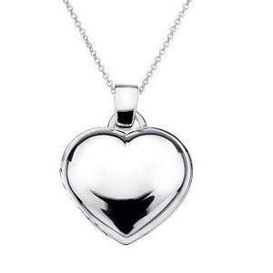 Sterling Silver Puffed Heart Locket & Neck Chain - Pobjoy Diamonds