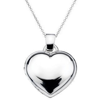 Sterling Silver Puffed Heart Locket & Neck Chain - Pobjoy Diamonds