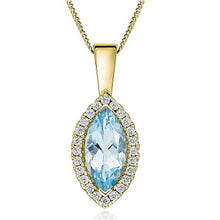 Load image into Gallery viewer, 18K Yellow Gold Aquamarine &amp; Diamond Pendant - Pobjoy Diamonds