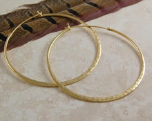 Load image into Gallery viewer, Handmade Gold Plate On Sterling Silver Hammered Hoop Earrings