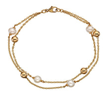 Load image into Gallery viewer, 9K Yellow Gold Sphere &amp; Pearl Ladies Bracelet - Pobjoy Diamonds
