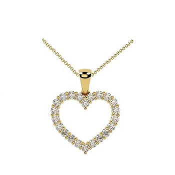 9K Yellow Gold 0.25 Carat Diamond Heart Pendant Necklace