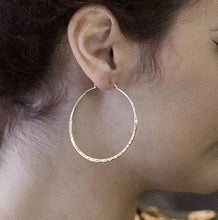 Load image into Gallery viewer, Handmade Gold Plate On Sterling Silver Hammered Hoop Earrings