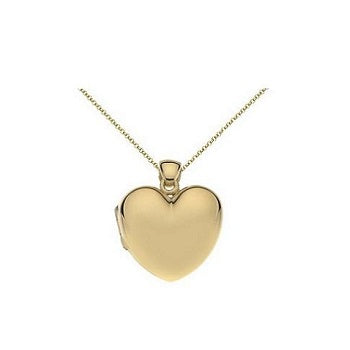 9K Yellow Gold Ladies Heart Locket & Neck Chain - Pobjoy Diamonds