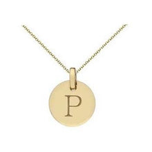 Load image into Gallery viewer, 9K Yellow Gold Initial Circular Pendant &amp; Neck Chain - Letters A-Z - Pobjoy Diamonds