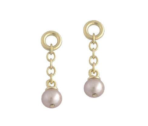 9K Yellow Gold & Pink Pearl Ladies Drop Earrings - Pobjoy Diamonds
