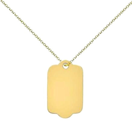 9K Yellow Gold Small Tag & Neck Chain - Pobjoy Diamonds