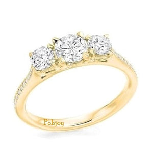 18K Gold 2.50 Carat Lab Diamond Trilogy Ring E/VVS2- Pobjoy Diamonds