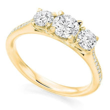 Load image into Gallery viewer, 18K Gold 2.50 Carat Lab Diamond Trilogy Ring E/VVS2- Pobjoy Diamonds