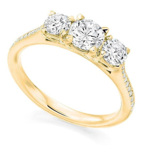 18K Gold 2.50 Carat Lab Diamond Trilogy Ring E/VVS2- Pobjoy Diamonds