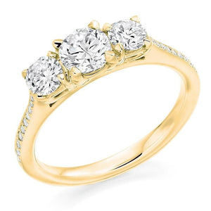 18K Yellow Gold 1.19 CTW Diamond Trilogy Ring G/Si - Pobjoy Diamonds