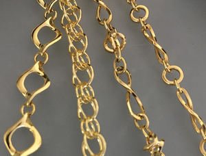 9K Carat Yellow Gold Ladies Infinity Style Designer Link Necklace-Pobjoy Diamonds