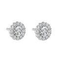 18K White Gold Diamond Halo Earrings 0.60 Carats