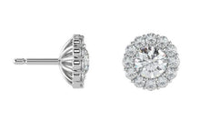 Load image into Gallery viewer, 18K White Gold Diamond Halo Earrings 0.60 Carats
