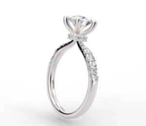 Hidden Diamond Halo & Shoulders Engagement Ring