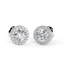 Load image into Gallery viewer, 18K Gold Diamond Halo Stud Earrings 0.40 Carat 