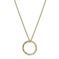 9K Yellow Gold Hammered Circle Pendant Necklace - Pobjoy Diamonds