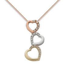 Load image into Gallery viewer, 9K Three Tone Gold Diamond Heart Pendant - Pobjoy Diamonds