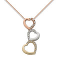 9K Three Tone Gold Diamond Heart Pendant - Pobjoy Diamonds