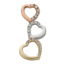Load image into Gallery viewer, 9K Three Tone Gold Diamond Heart Pendant - Pobjoy Diamonds