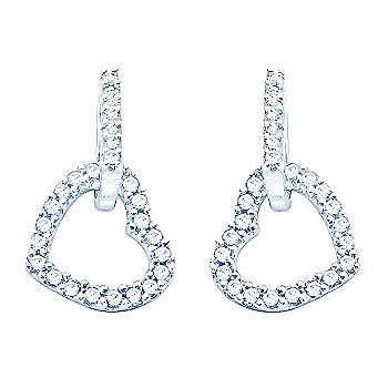 9K White Gold Diamond Set Heart Drop Earrings 0.50 CTW - Pobjoy Diamonds