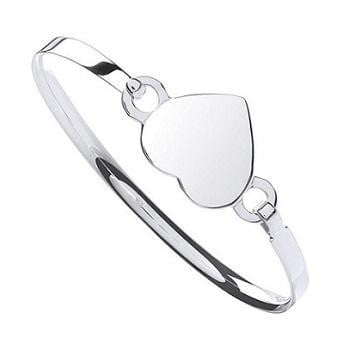Sterling SIlver Ladies Heart Shaped Bangle From Pobjoy Diamonds