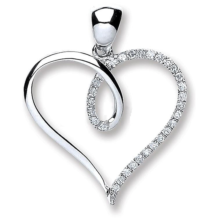 9K White Gold & Diamond Heart From Pobjoy DIamonds