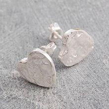 Load image into Gallery viewer, Handmade Silver Heart Textured Stud Earrings - Pobjoy Diamonds