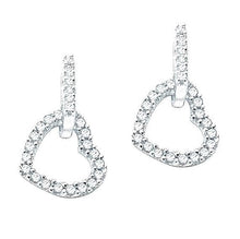 Load image into Gallery viewer, 9K White Gold Diamond Set Heart Drop Earrings 0.50 CTW - Pobjoy Diamonds