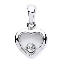 Load image into Gallery viewer, 9K White Gold Heart &amp; Floating Diamond Pendant Pobjoy