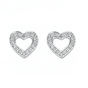 18K Gold 0.18 Carat Diamond Heart Earrings-Pobjoy Diamonds